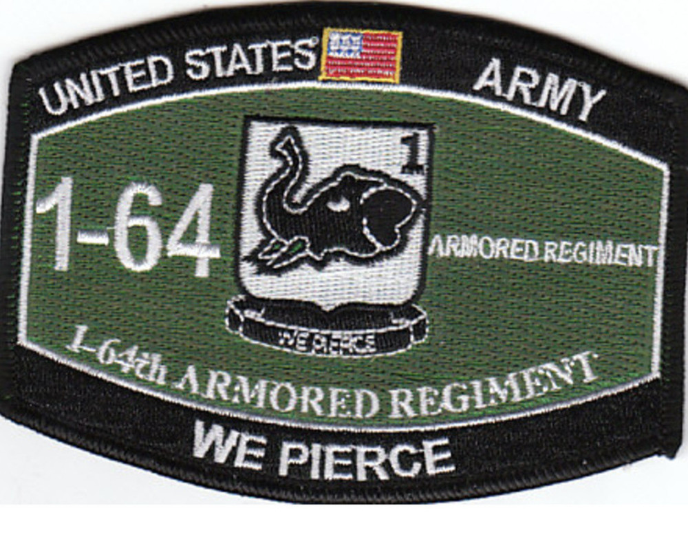 4.375" ARMY 1-64 ARMORED REGIMENT MOS EMBROIDERED PATCH