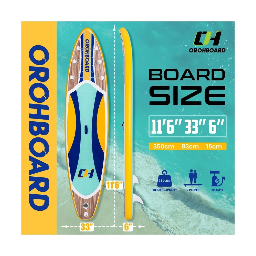 11'6 Inflatable Stand Up Paddle Boards Complete SUP Accessories Includes 3 Fi...