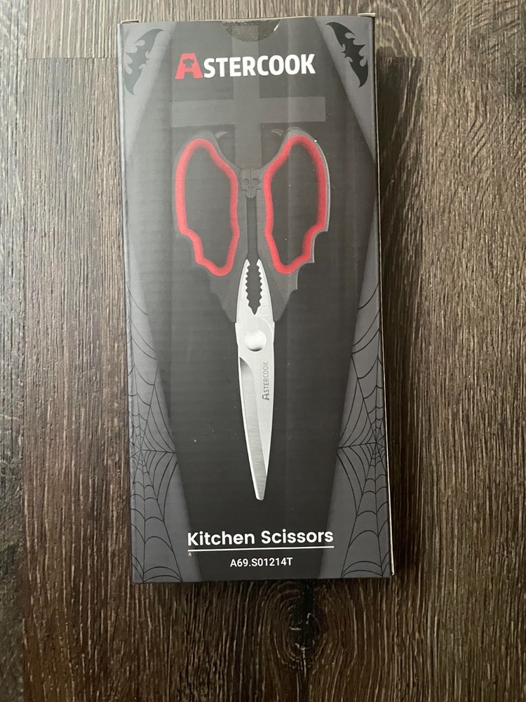 Astercook Halloween Kitchen Scissors Gothic Skull Red