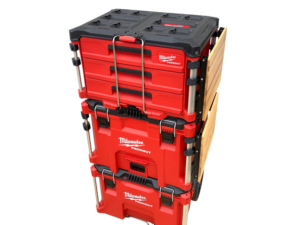 Milwaukee Packout, Bamboo Folding / Detachable Table, Rail Caps & Table Included