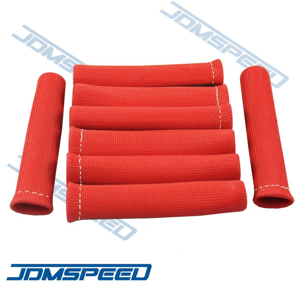 8 RED 1200° SPARK PLUG WIRE BOOTS HEAT SHIELD PROTECTOR SLEEVE SBC BBC 350 454