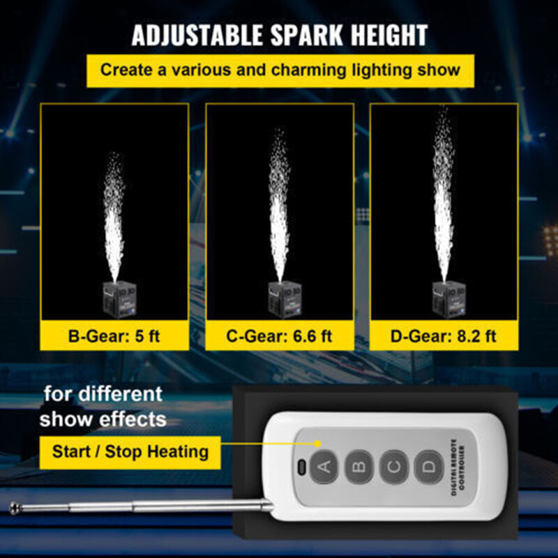 700W Cold Spark Machine Stage Firework Effect Mac DMX DJ Party Wedding & Case