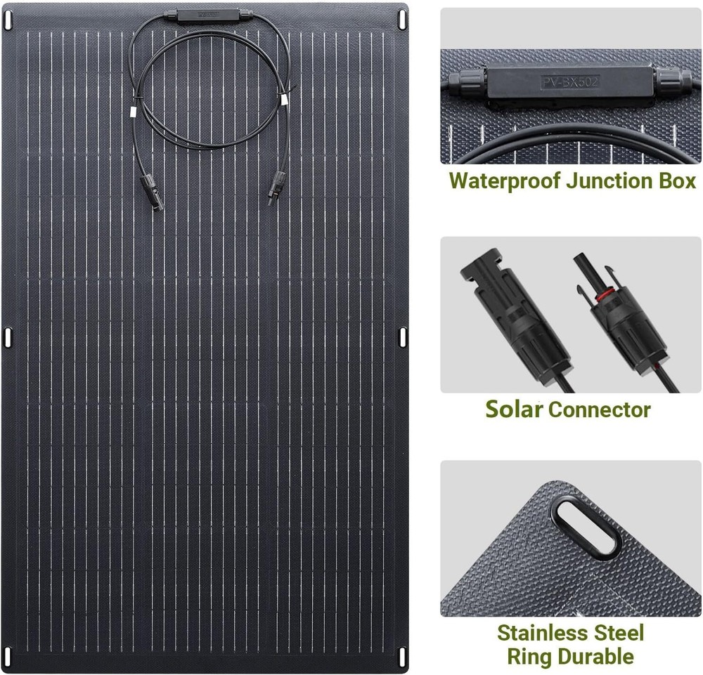 ALLPOWERS Flexible Solar Panel 200W 32V Monocrystalline Solar Panel for Camp
