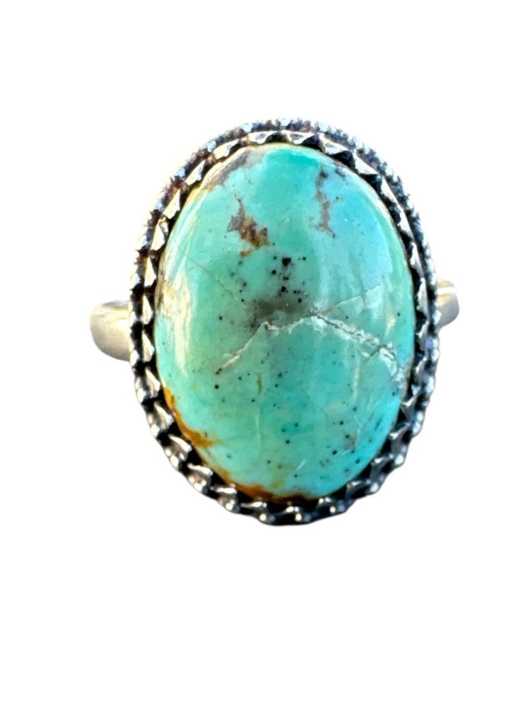 Kingman Turquoise Solid 925 Sterling Silver Ring 9.5