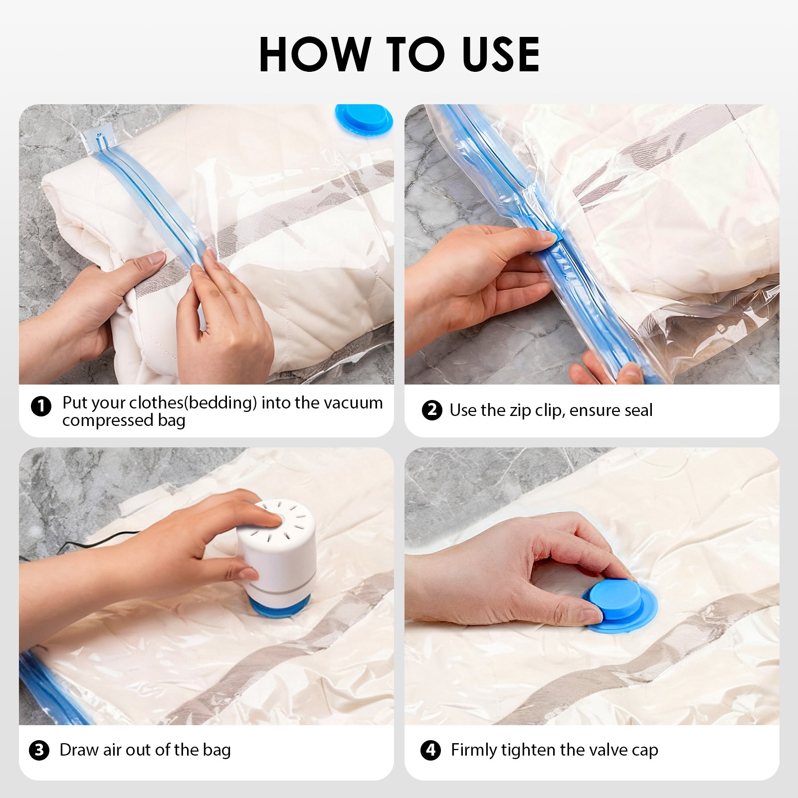 11pcs Vacuum Storage Bags with Electric Pump Home Travel Organizer