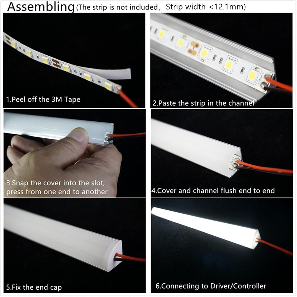 20-Pack 3.3FT 1Meter V Shape LED Strip Aluminum Channel Diffuser System, Extrude