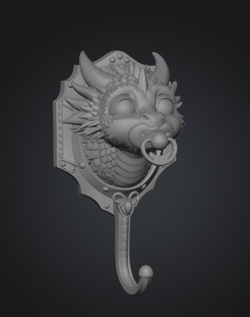Baby Dragon Wall Hook STL File for 3D Printing