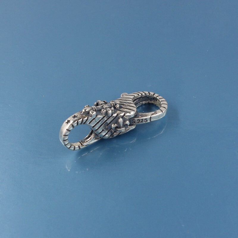 Sterling Silver Double Openings Lily Stripes Lobster Claw Clasp Connector #44072