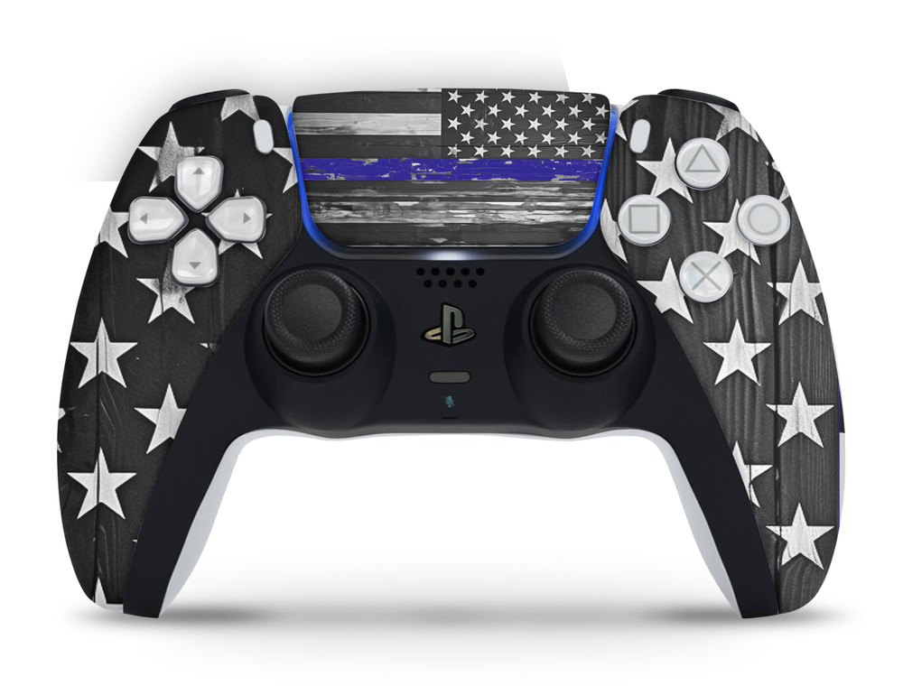 PS5 Disc Version Console & Controller Vinyl Skin Decal Wrap Thin Blue Line Flag