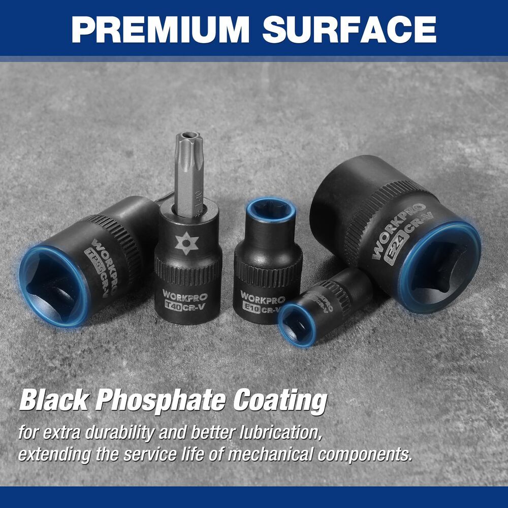 60-piece Master Torx Bit Socket&External Torx Socket Set 1/4"3/8"1/2"Drive Bits