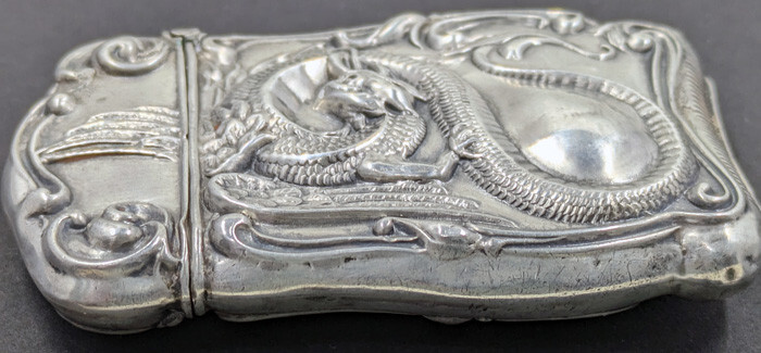 Antique Vintage Sterling Winged Cockatrice Dragon Vesta Match Safe WB3-Vesta-1