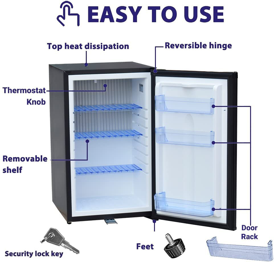 1.7 CU FT Mini Refrigerator 12V RV Semi Truck Fridge AC DC Compact Silent Cooler
