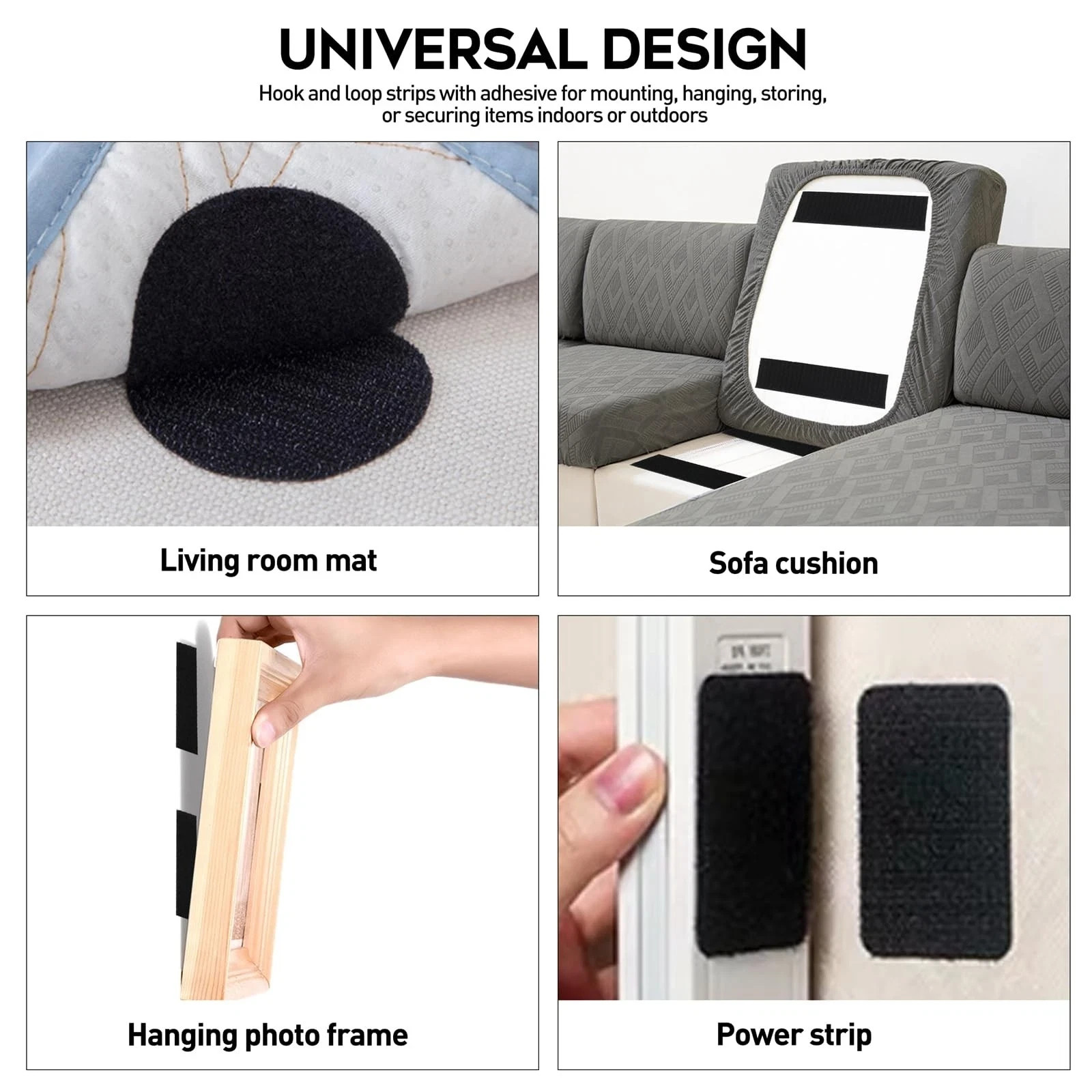 4.4Inch7Ft Large Hook and Loop Sheet Tape Adhesive Rug Grip Pads for Couch