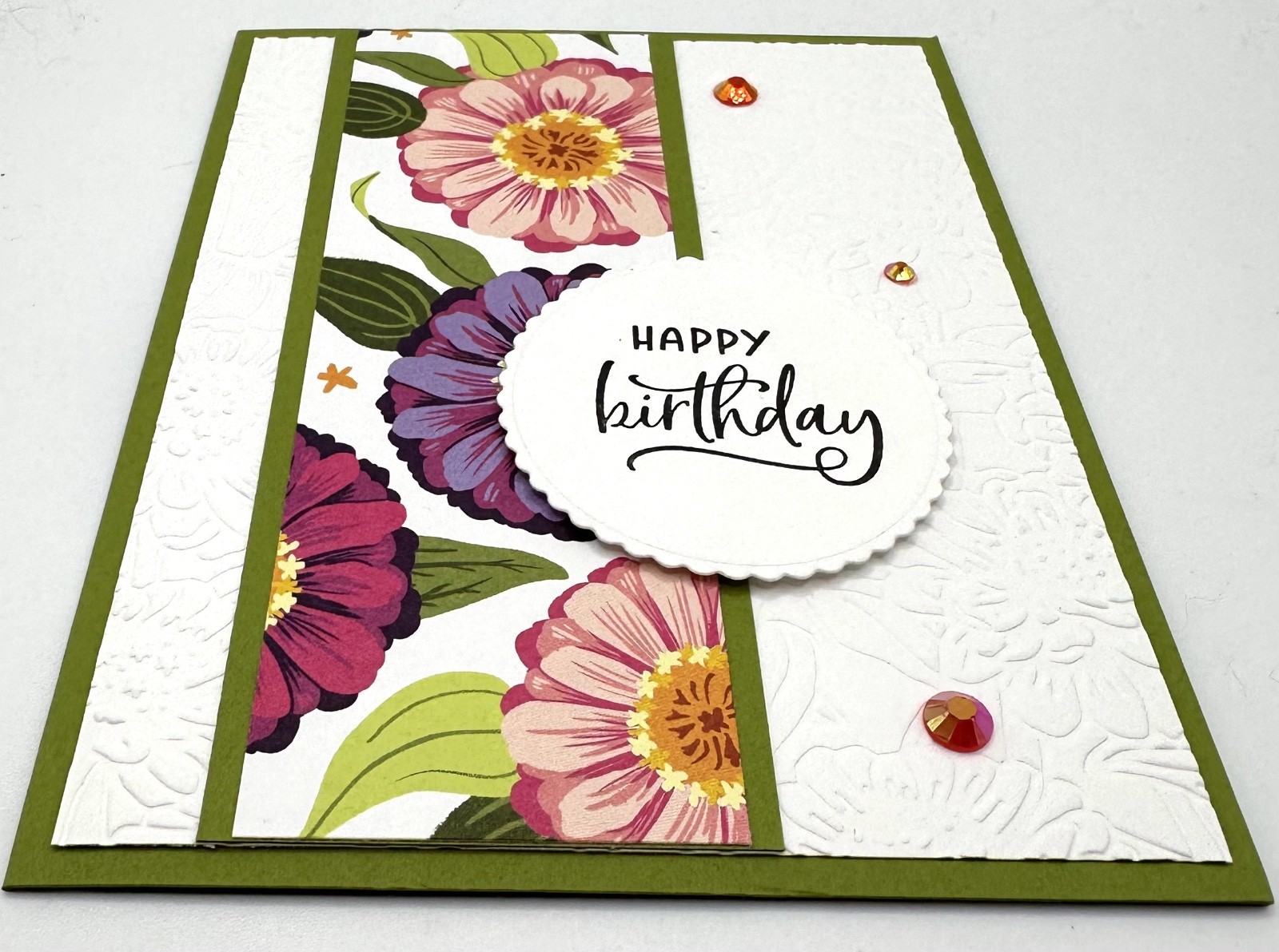 Stampin’ Up! Zinnias Sentiment Variety Card Kit-Set of 5, DSP, Embossed, Dots