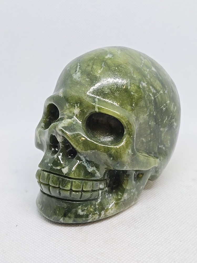 Large Carved Serpentine Jade Skull