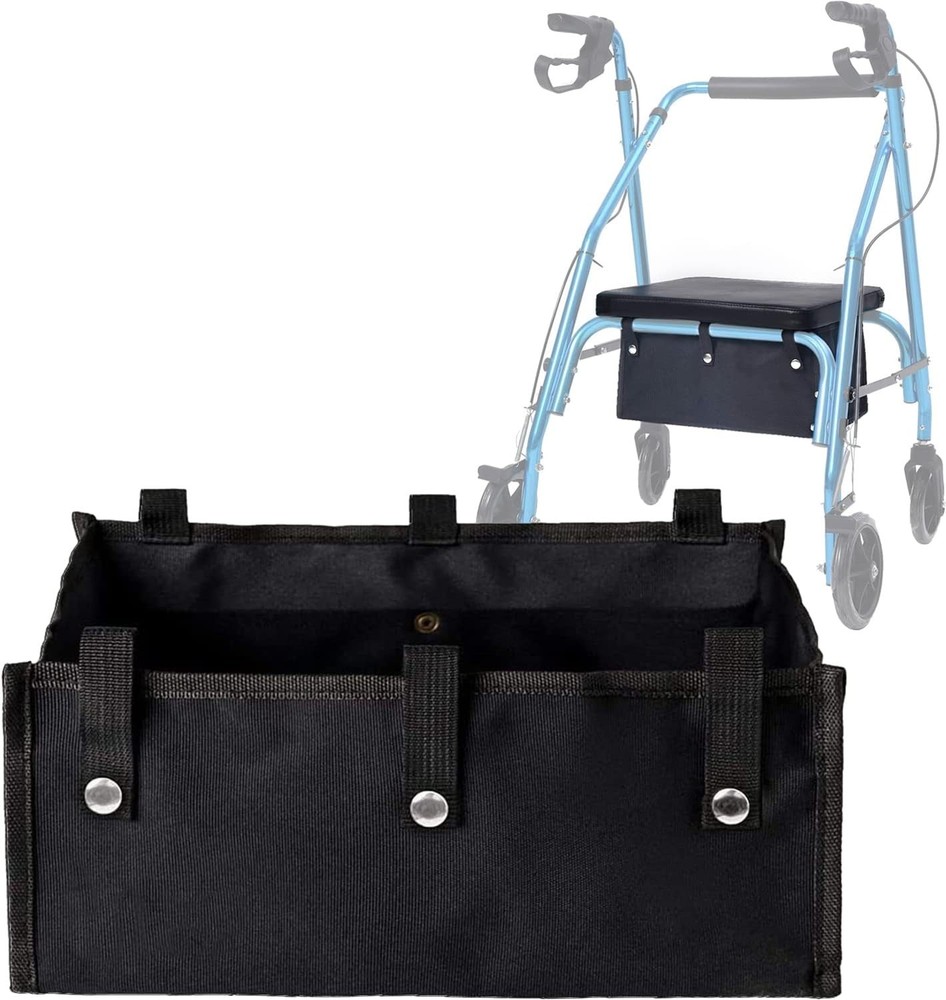 Large Rollator Walker Basket, Under Seat Bag, Large, Black