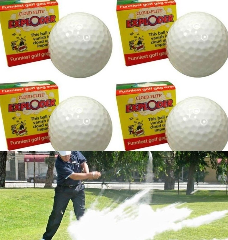(4) Exploding Golf Balls ~ Explodes into Cloud Smoke ~ Gag Prank Joke Trick