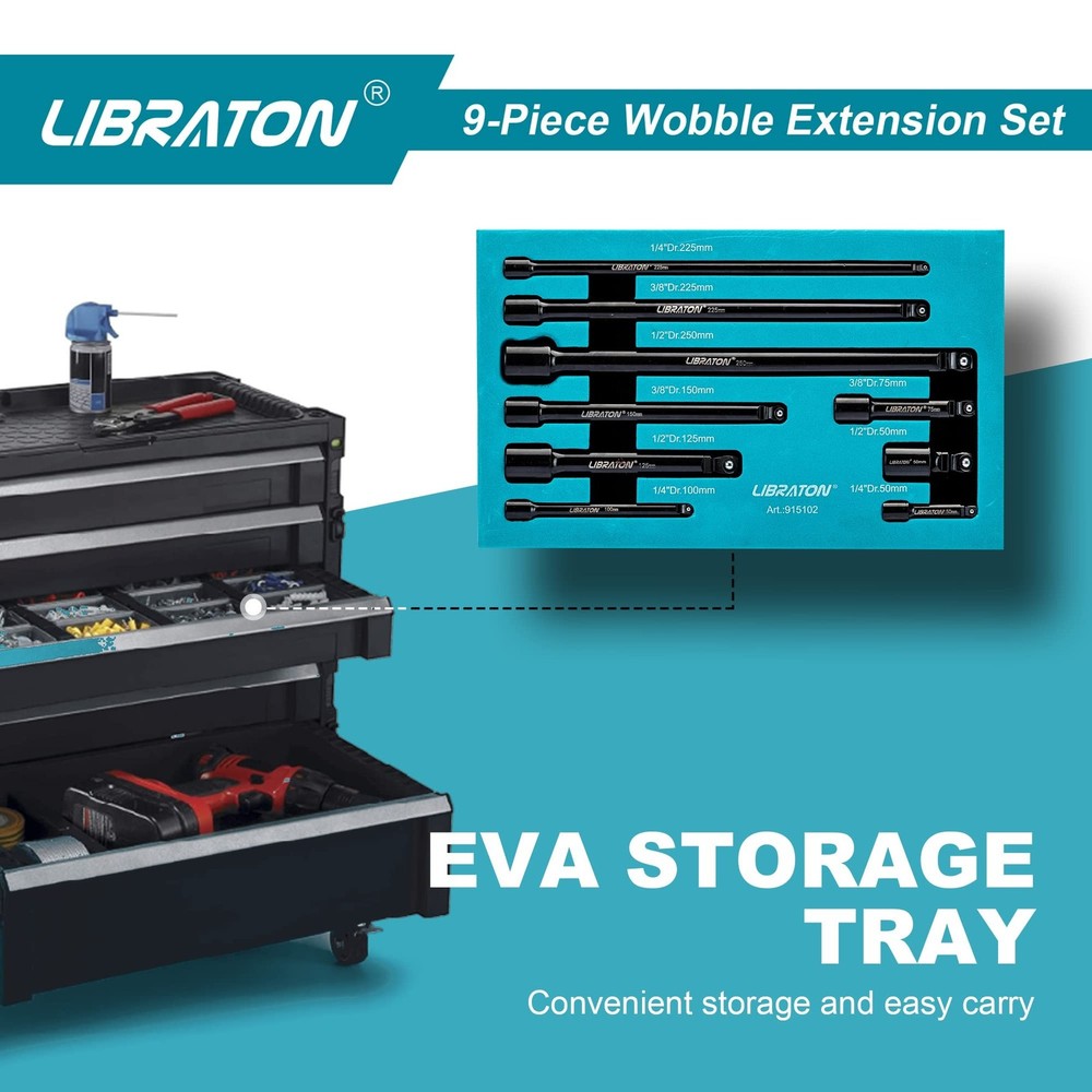 LIBRATON Wobble Extension Set, Socket Extensions Set, Ratchet Extensions 1/4"...