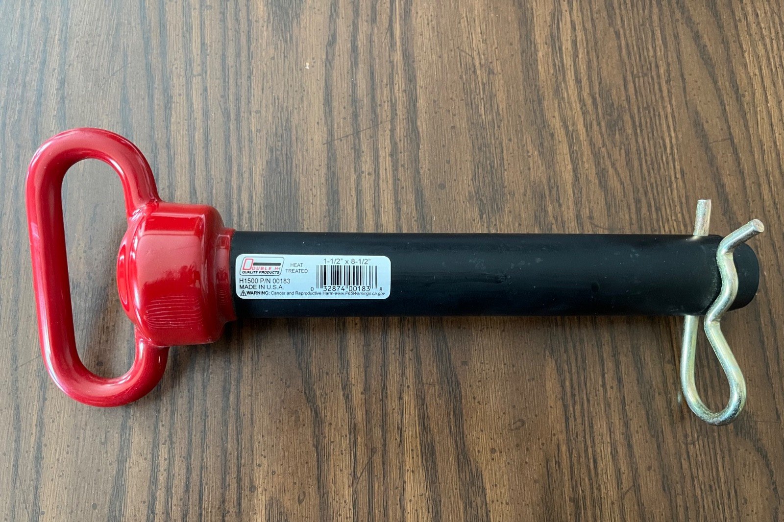 Double HH 00183 The Original Hitch Pin, H1500, 1.5 x 8.5-In., red handle