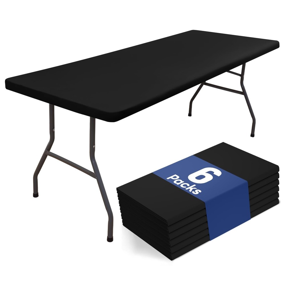 homing 6 Packs 6 Foot Rectangle Tablecloths, Washable Polyester Elastic Fitte...
