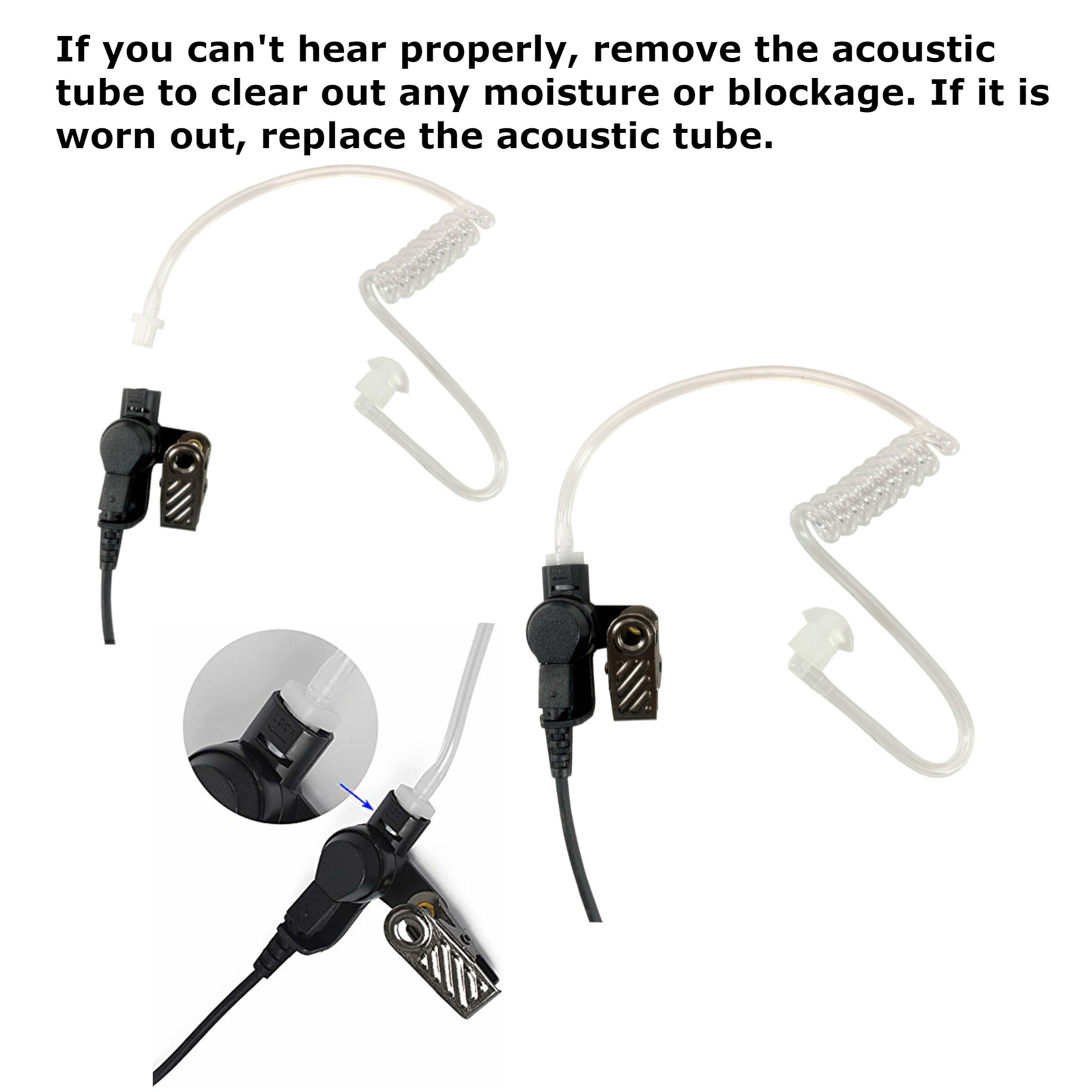 3.5mm Listen Only Acoustic Tube Police Headset Earpiece for Motorola Speaker Mic