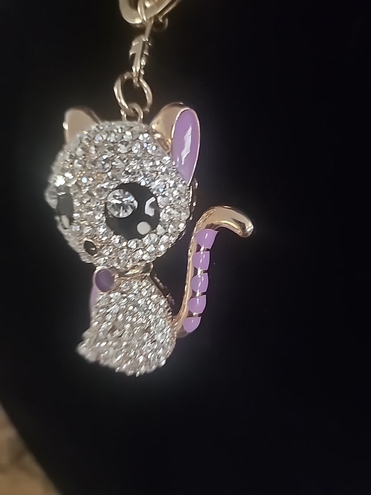 Sparkling Kitty Handbag Charm,Backpack Luggage, Zipper Pull, Keychain