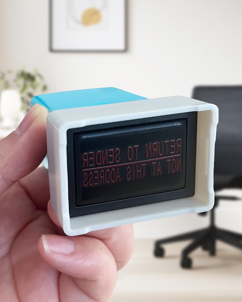 Red Ink . Sender Address Stamp Self Inking Medium Size