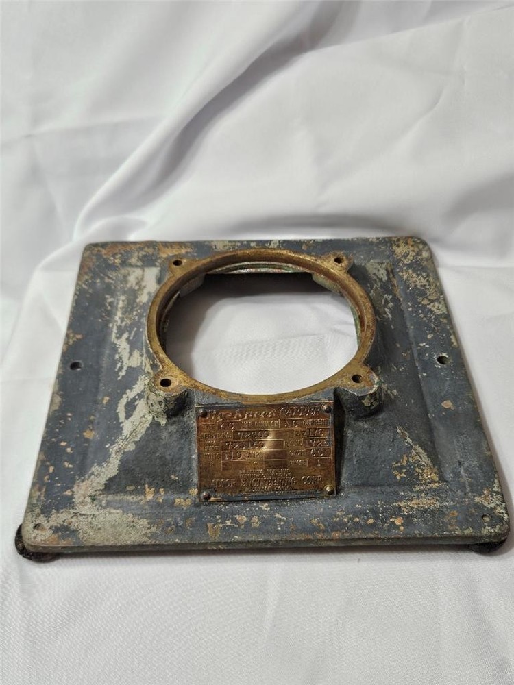 Vintage Solid Cast Brass Machine Motor Base Alsop Engineering Co, Architectural