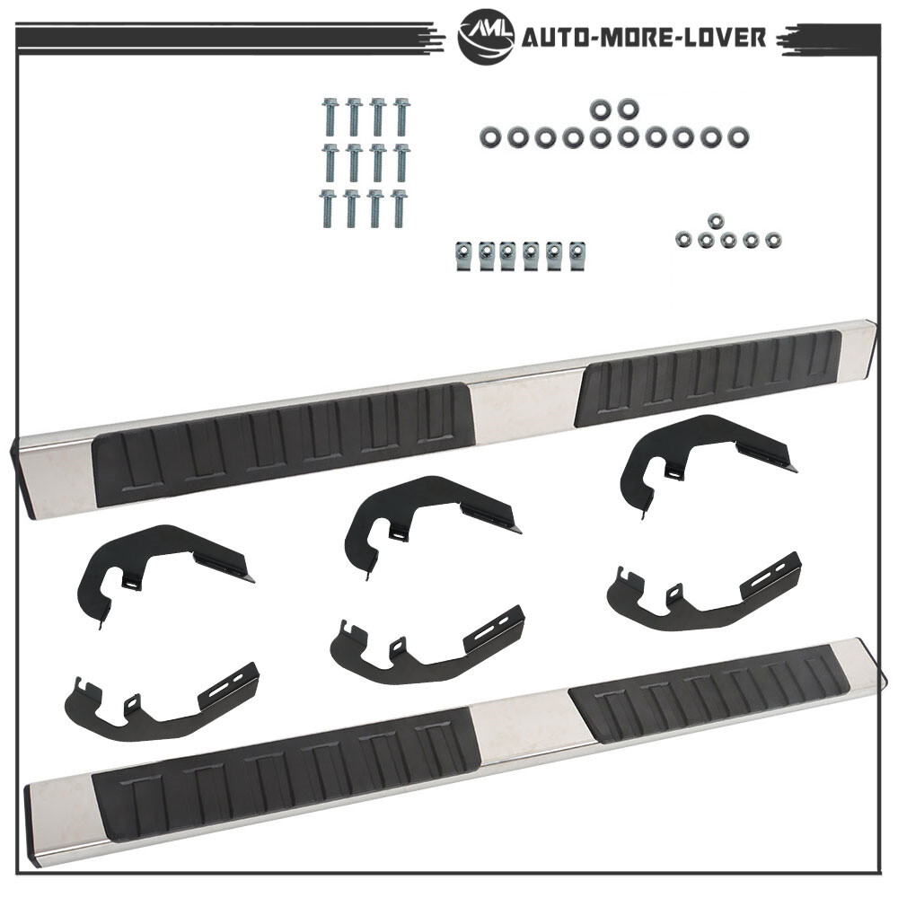 6" Running Boards Side Step For 2007-18 Silverado GMC Sierra Double Extended Cab