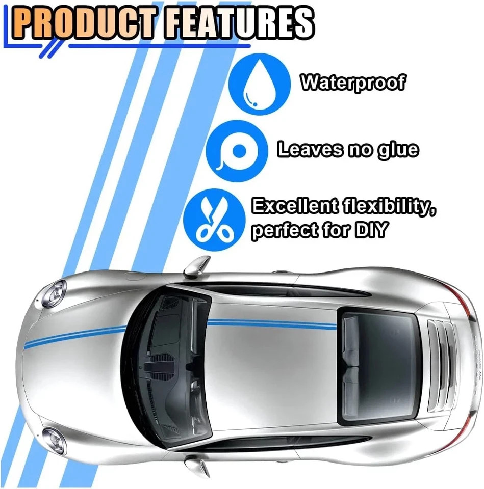 32Feet Vinyl Pinstriping Pin Stripe Double Line Car Tape Decal Sticker 1/6" 1/12