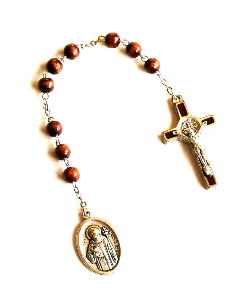 Saint Benedict Wood Beads Decade Rosary