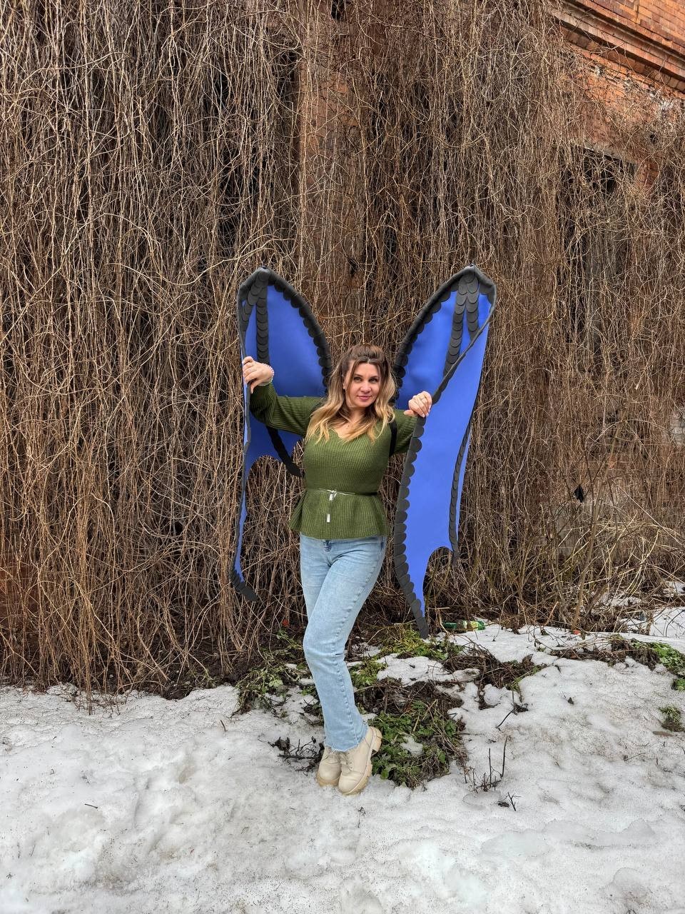 Dragon Cosplay Wings with Demon Tail Gothic Dark Angel Costume Big Black Bat