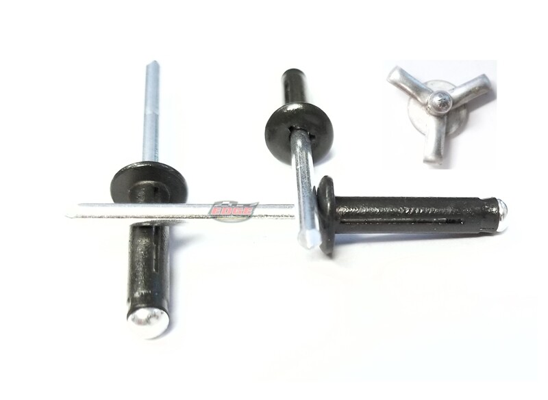 Flat Black 3/16" Small Head Tri-Fold Exploding Aluminum Mandrel Pop Rivets 25...