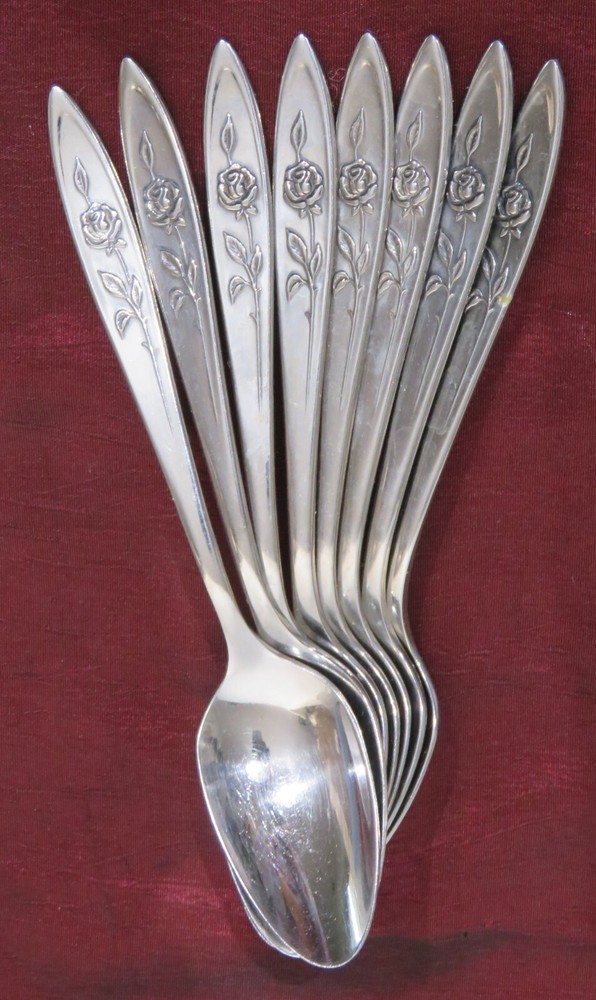 Oneida "My Rose" Stainless Flatware 8 replacement Teaspoons  uu