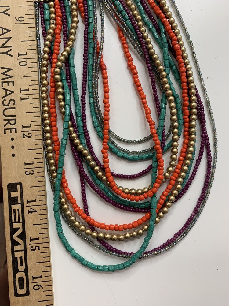 Boho MULTI STRAND BEADED NECKLACE MUTLI COLOR