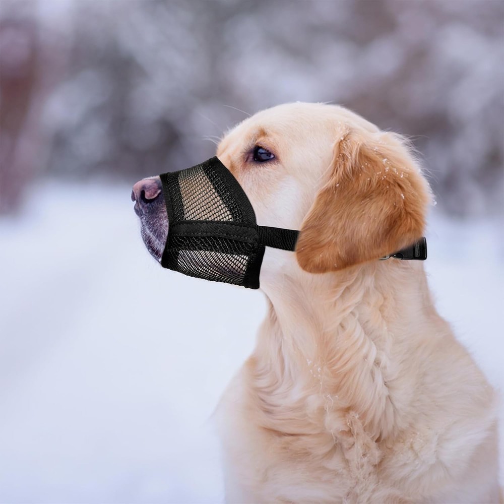 Large Dog Air Mesh Muzzle Adjustable No Bark Anti-Bite