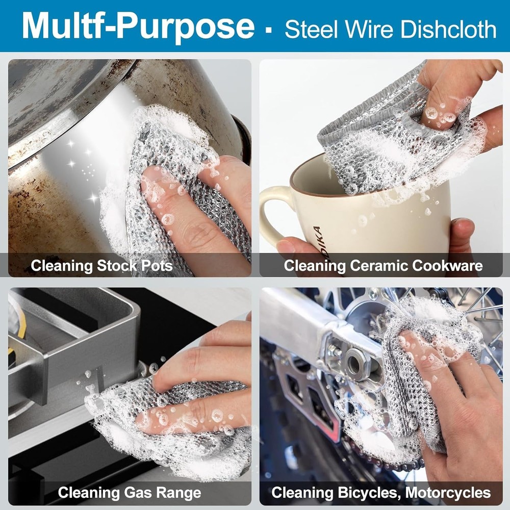 10pcs Multipurpose Wire Miracle Cleaning Clothes Thickened Cleaning Sponge Scrub