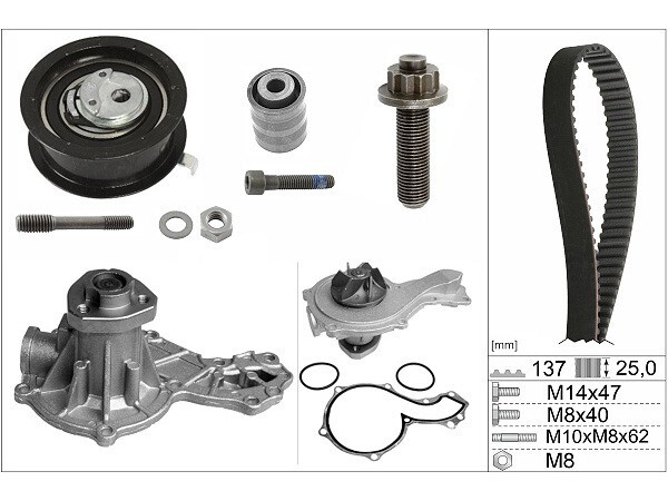 DISTRIBUTION KIT + WATER PUMP + BELT SERVICES FOR VW POLO 1.9 SDI AEY engine