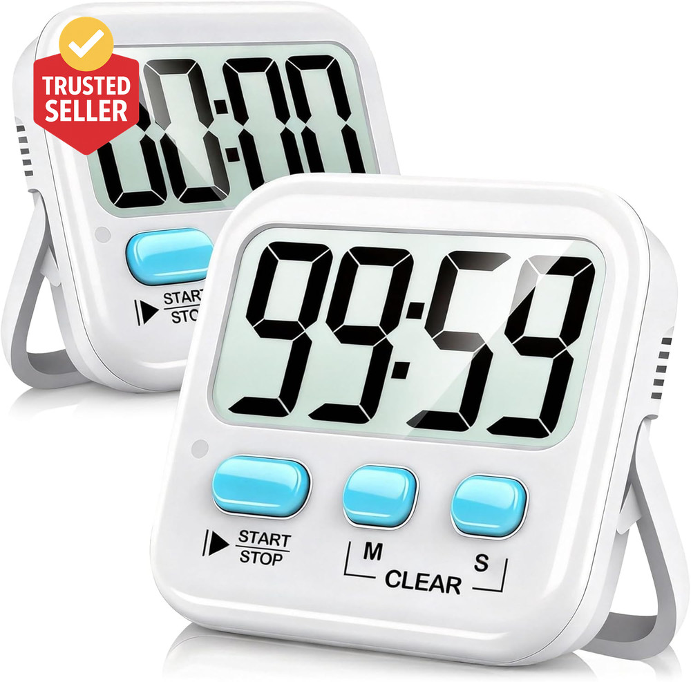 2 Pack Digital Timer for Kids, Magnetic Countdown Kitchen Timers for Cooking, Eg