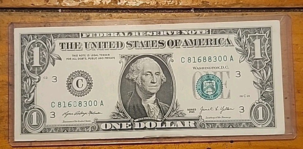 Insufficient Ink Error On Left Serial Number $1 Bill C81688300A Missing "8"