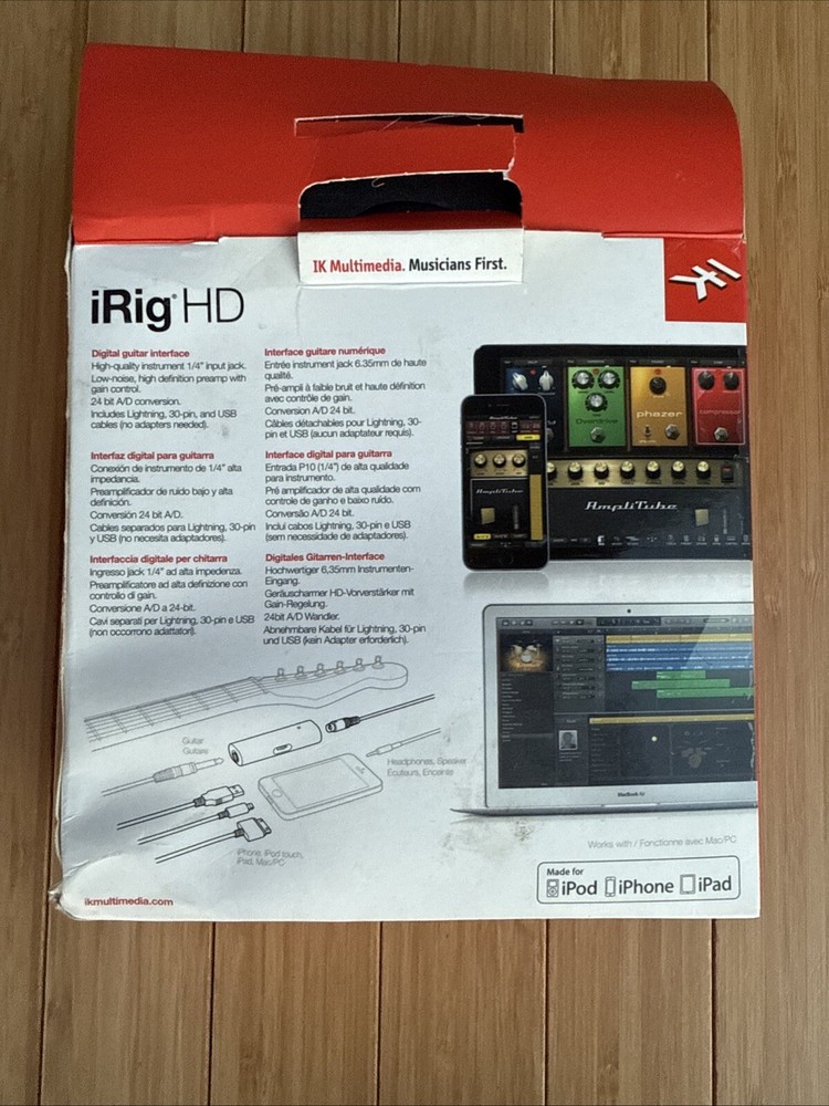 IK Multimedia iRig HD Studio-Quality Guitar Interface for iOS/MAC NOS