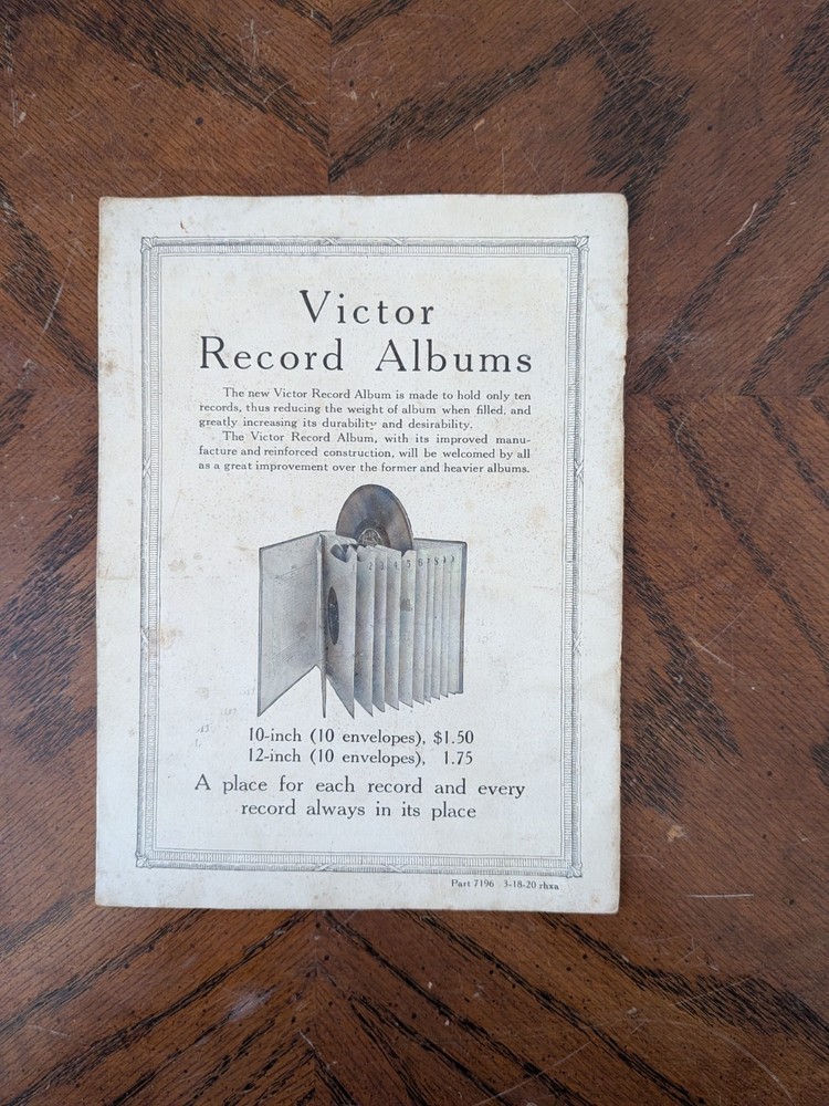 Original Victrola XI Phonograph Instructions Manual