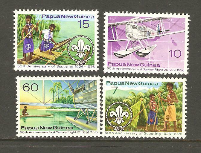 PAPUA 1976 50th Anniv BOY SCOUTS Float Plane CANOE