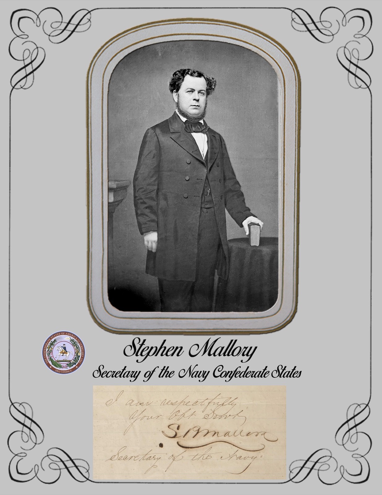 Civil War Complete Set Davis 1st Confederate Cabinet photos & Autographs COPIES