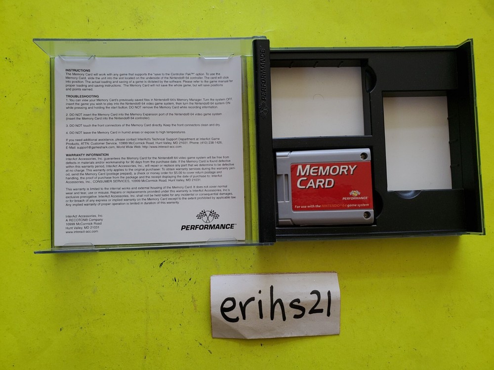 Nintendo 64 N64 Memory Card (Performance) With Official Storage Case