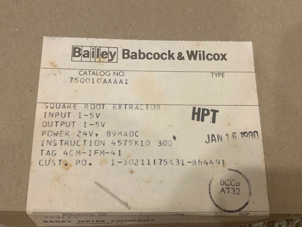 Bailey Babcock & Wilcox Square Root Extractor 750010AAAA1
