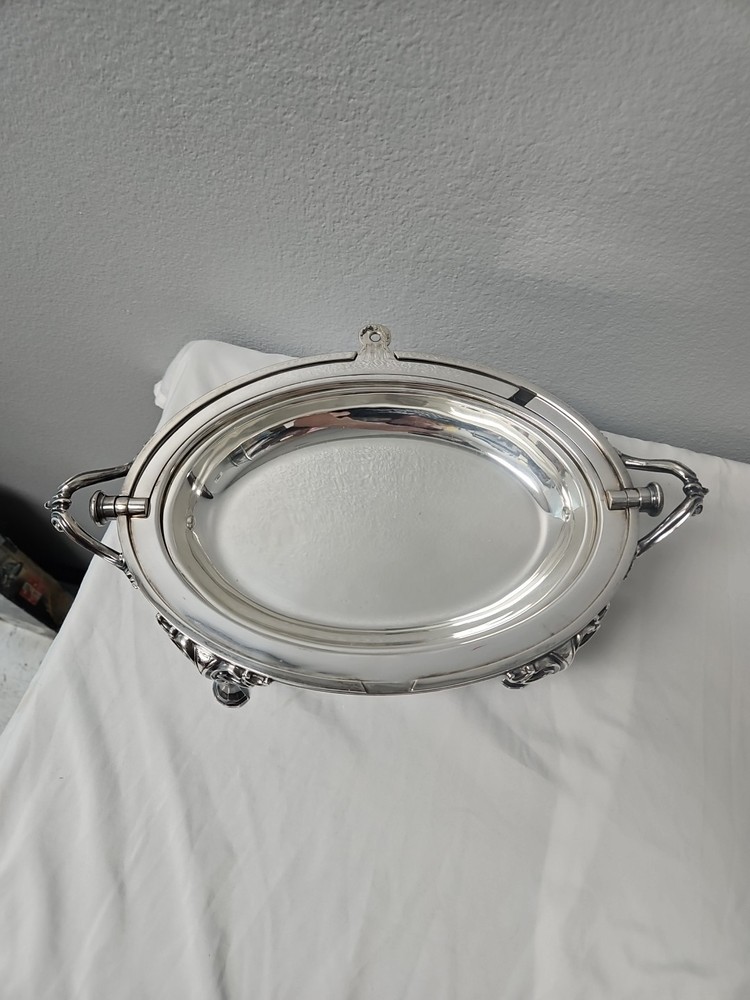 Martin, Hall & Co.-Sheffield Silverplate Roll Top Buffet Server Dome Dish 11.5”