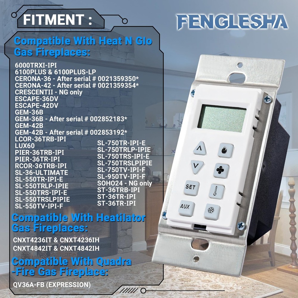 Fenglesha HTI-12-007 Wall Switch Control Assembly Compatible with White