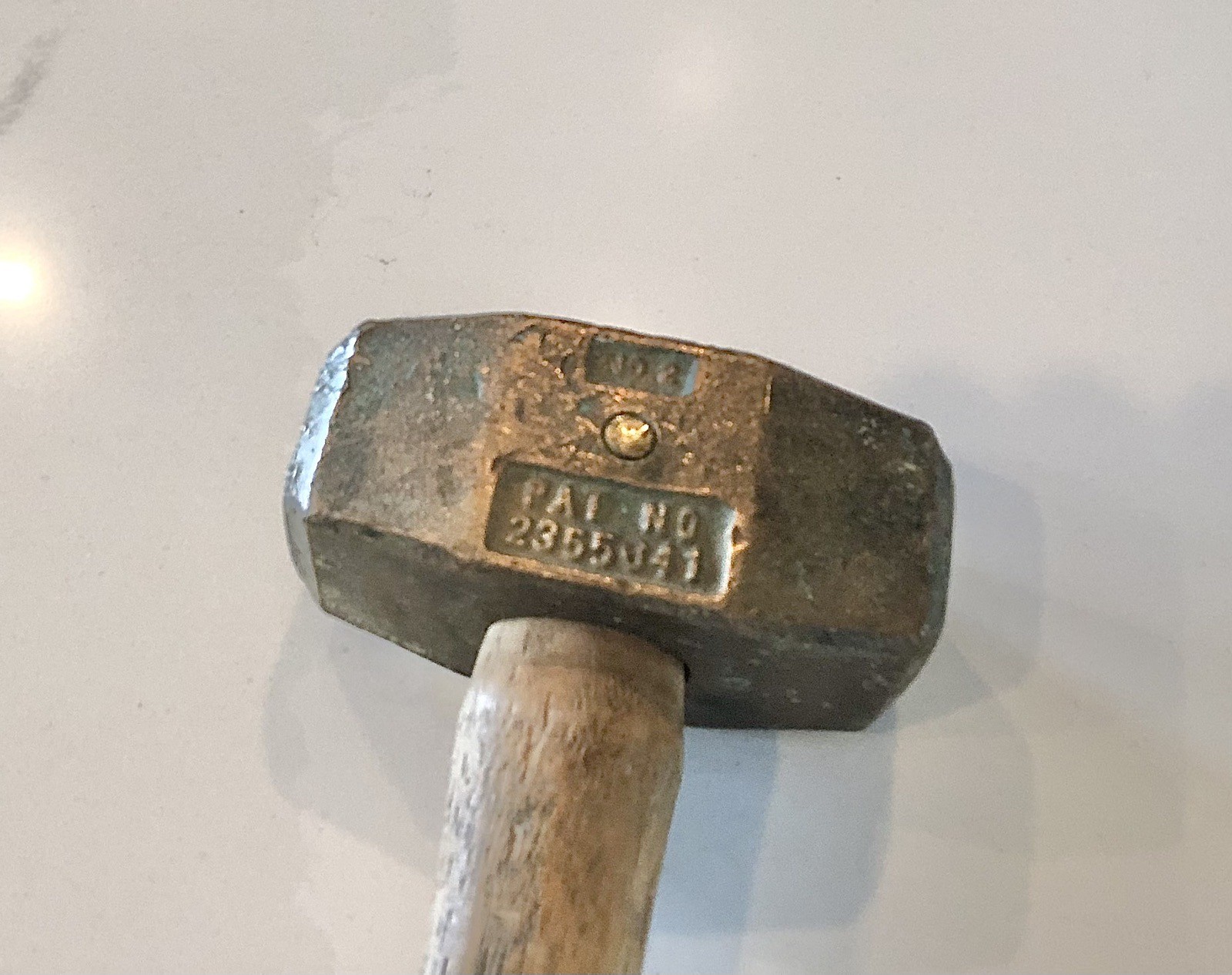 Vintage WWII era Victory Safety Hammer Corp No. 2 brass hammer, Antique Hammer
