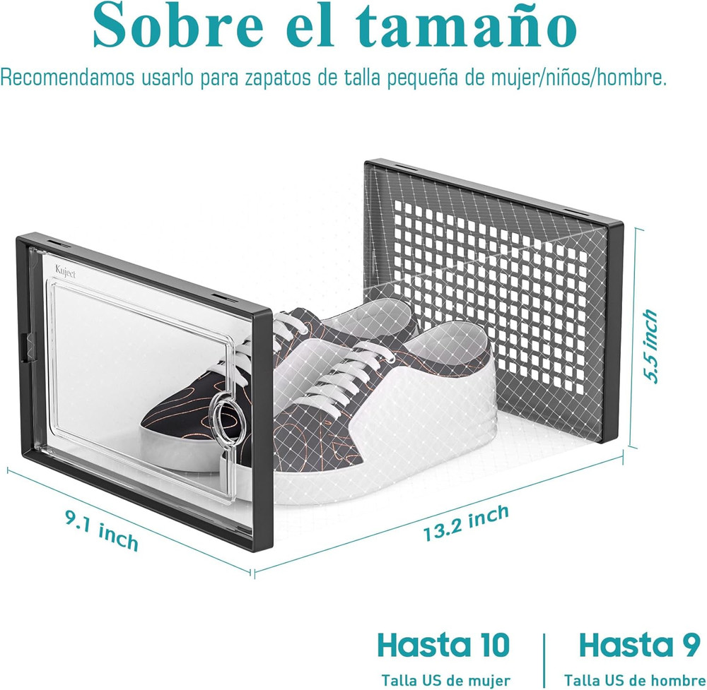 Large Shoe Organizers Storage Boxes for Closet, 12 Pack Clear Plastic Stackable